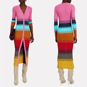 Staud Colorful Striped Knit Dress